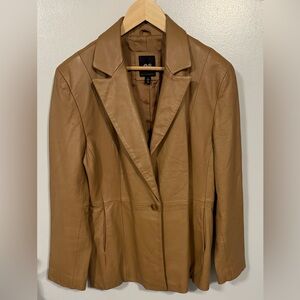 Leather jacket blazer, tan color.